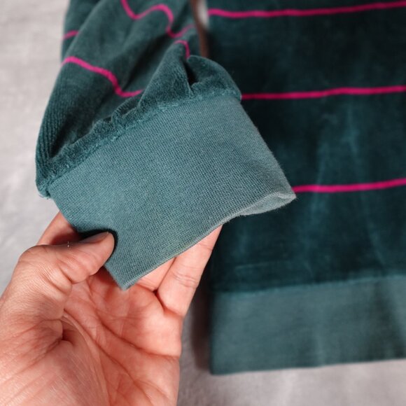 Stussy Velour Striped Sweatshirt Mens Small Crewneck Streetwear Green Pink - Picture 3 of 9